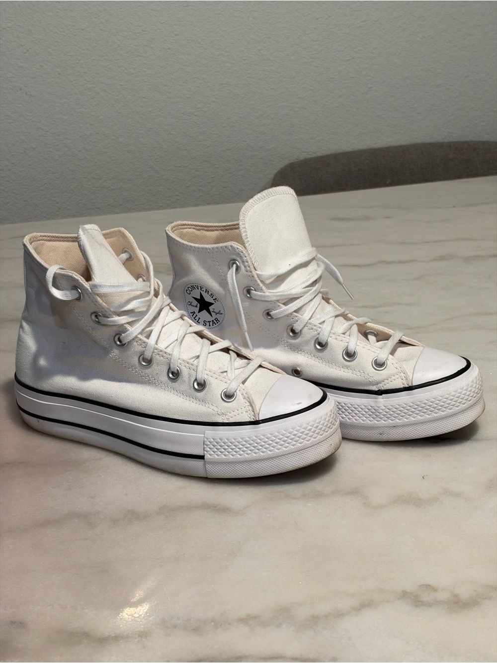 Converse White High Top Platform Sneakers